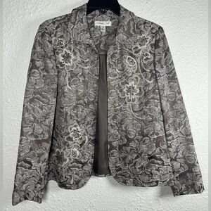 Coldwater Creek Women Petite Medium Open Front Floral Blazer Jacket